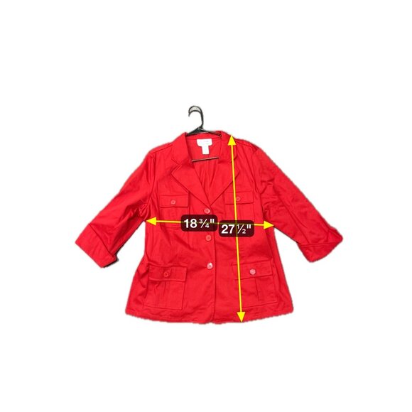 Linea By Louis Dell'Olio Button Front Utility Blazer Jacket Red Sz XL Workwear - Picture 6 of 9